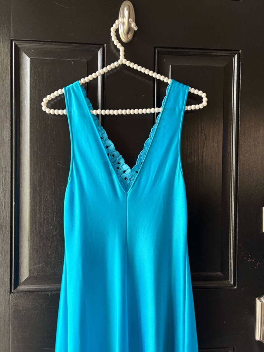 VTG Vanity Fair Blue Nylon Embroidered Lace Bodice Nightgown Size S - Picture 11 of 14